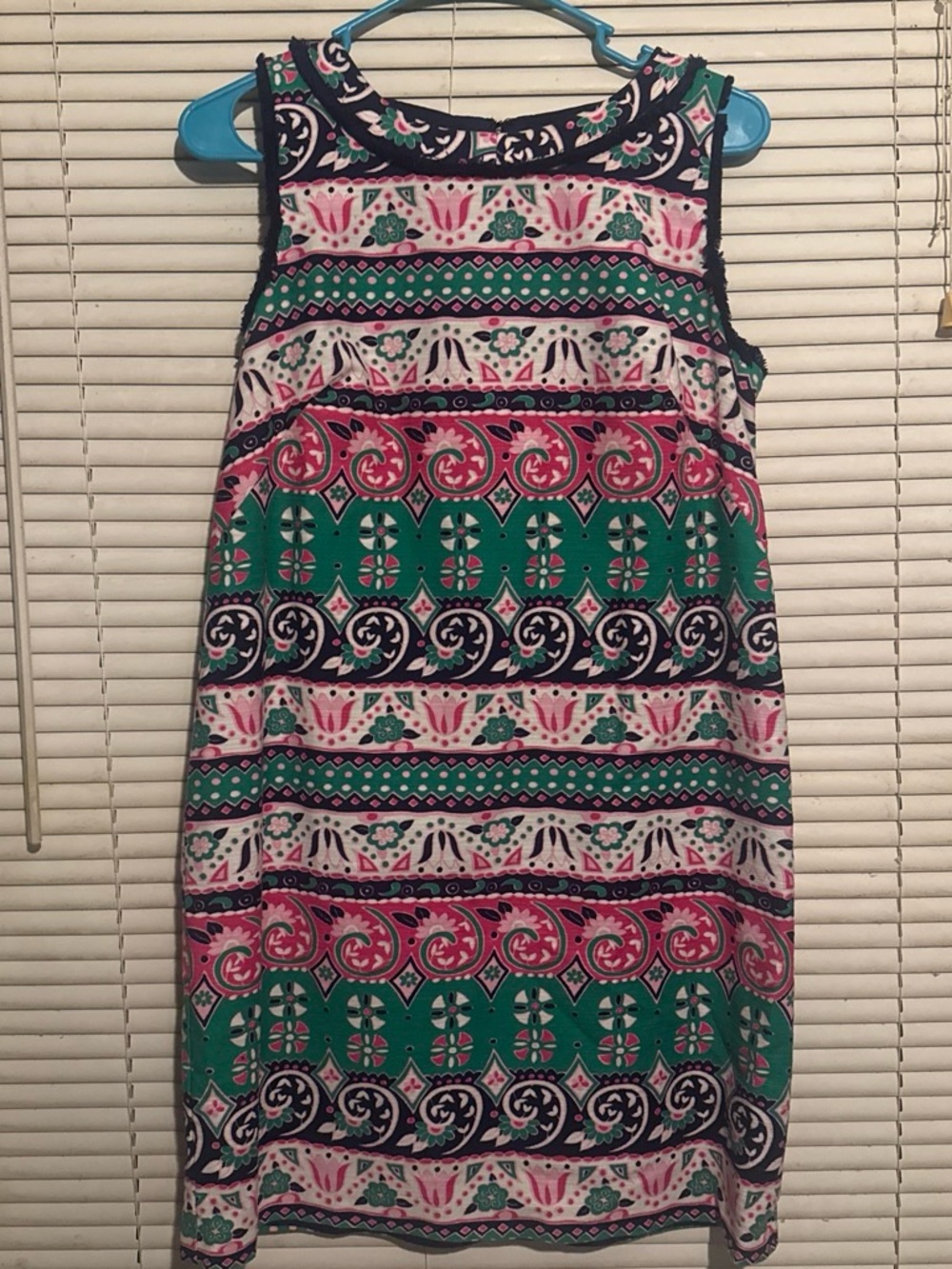 Talbots Green Pink Navy Print Midi Dress